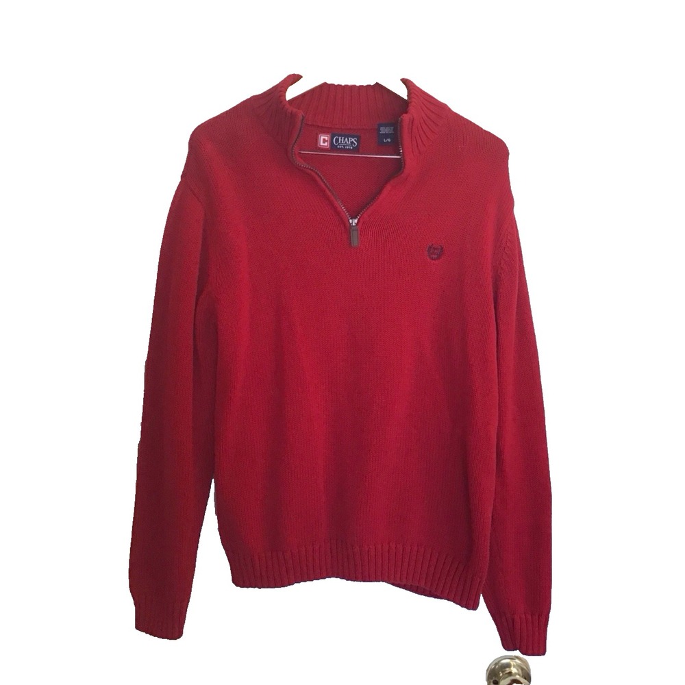 Polo Ralph Lauren Red Quarter Zip Pullover Sweater Cotton ~ Men's Size Large